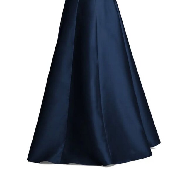 Alfred Sung Midnight Blue Corset Satin Gown D844 - Picture 4 of 4